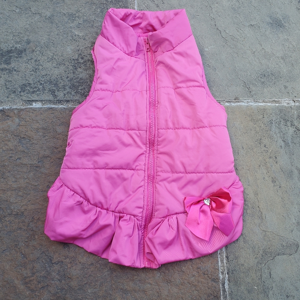 Dog's Pink Puffer Vest with Bow Detail Size L